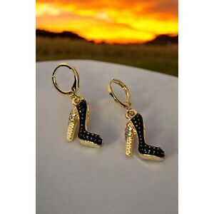 Vintage Style Womens High Heels Enamel Rhinestone Earrings Ear Accessories